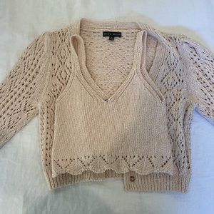Beige Knit Top + Sweater Set.